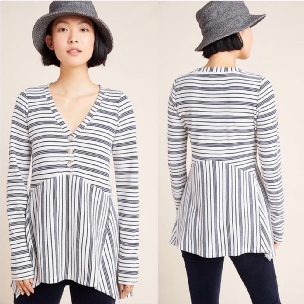 🍁 NWT Anthro Ribbed Baby Doll V Neck Sweater